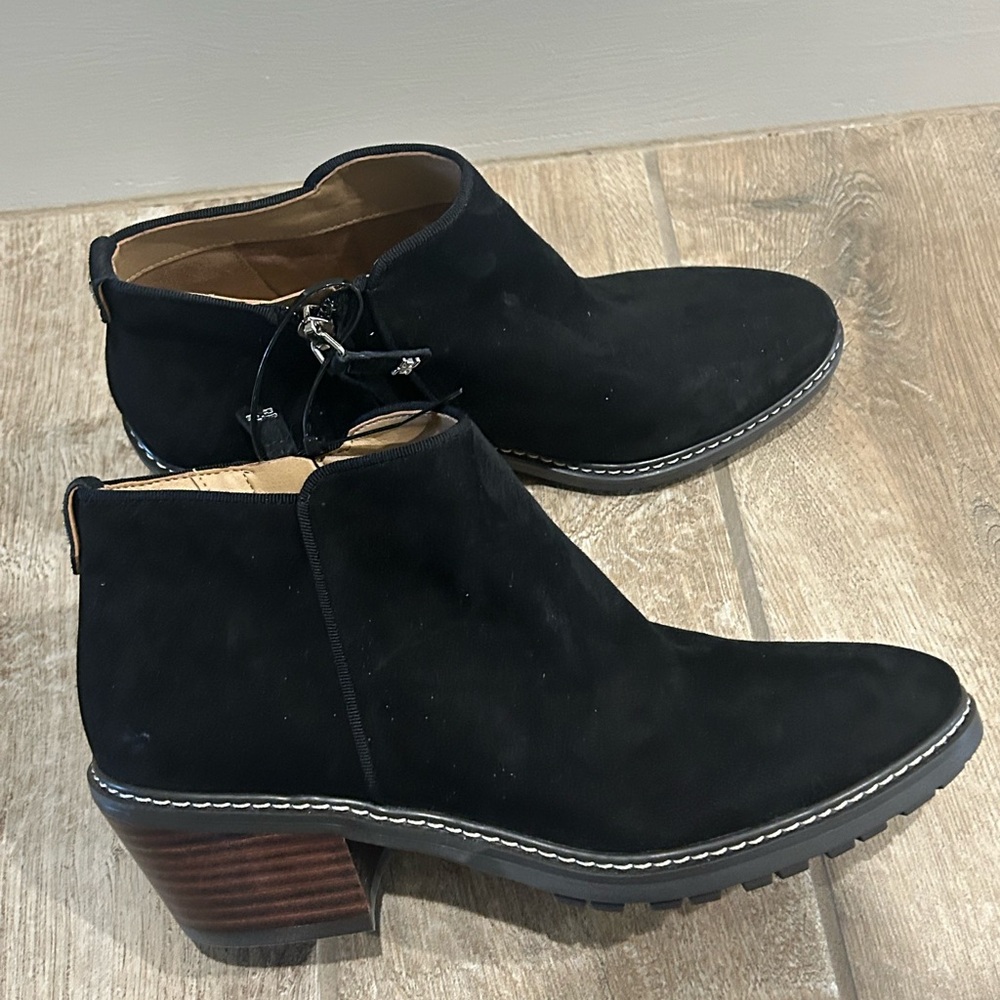 Sam Edelman Pryce Black Suede Ankle Booties Size 7 New Perfect